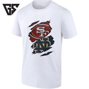 San Francisco 49ers And Notre Dame Fighting Irish Ripped Logo T-Shirt
