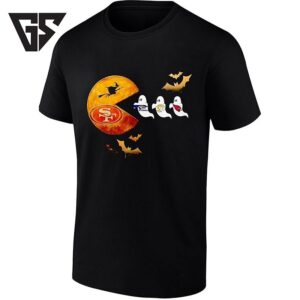 San Francisco 49ers Pac-Man Halloween With Seahawks Rams And Cardinals Ghosts T-Shirt