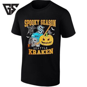 Seattle Kraken X Spooky Season Halloween Hockey Pumpkin And Helmet T-Shirt