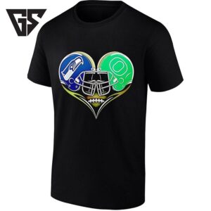 Seattle Seahawks And Oregon Ducks Football Heart T-Shirt