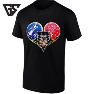 Seattle Seahawks And Washington State Cougars Heart Football T-Shirt
