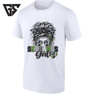 Seattle Seahawks Girl Messy Bun Sunglasses NFL Football T-Shirt