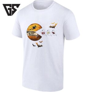 Seattle Seahawks Pac-Man Halloween With 49ers Rams And Cardinals Ghosts T-Shirt