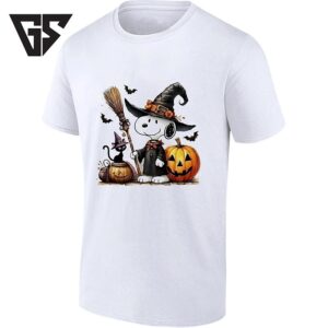 Snoopy Witch With Pumpkin And Black Cat Halloween T-Shirt