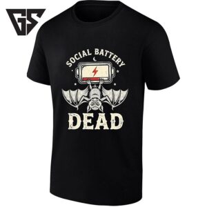 Social Battery Dead Bat Introvert Goth T-Shirt