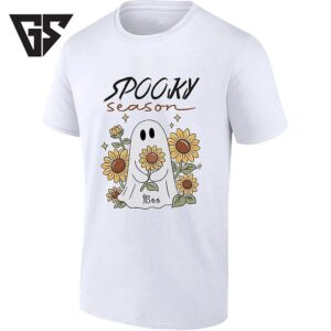 Spooky Season Ghost With Sunflowers Halloween T-Shirt