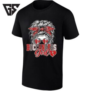 Tampa Bay Buccaneers Girl NFL Football Messy Bun T-Shirt