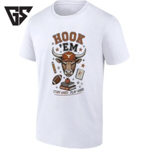 Texas Longhorns Mascot Hook ’em Stationery Study Hard Play Hard T-Shirt