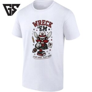 Texas Tech Red Raiders Mascot Wreck ’em Stationery Study Hard Play Hard T-Shirt