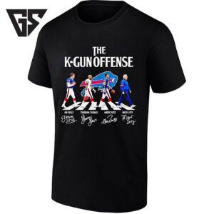 The K Gun Offense Buffalo Bills Jim Kelly Thurman Thomas Andre Reed Marv Levy Signature T-Shirt