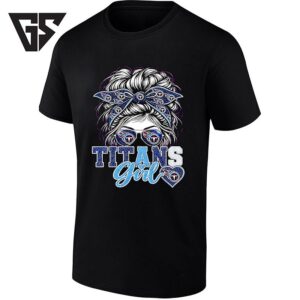 Titans Girl Tennessee Titans Football Girl Messy Bun Sunglasses T-Shirt