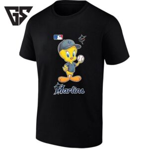 Tweety Bird Miami Marlins Holding Baseball T-Shirt