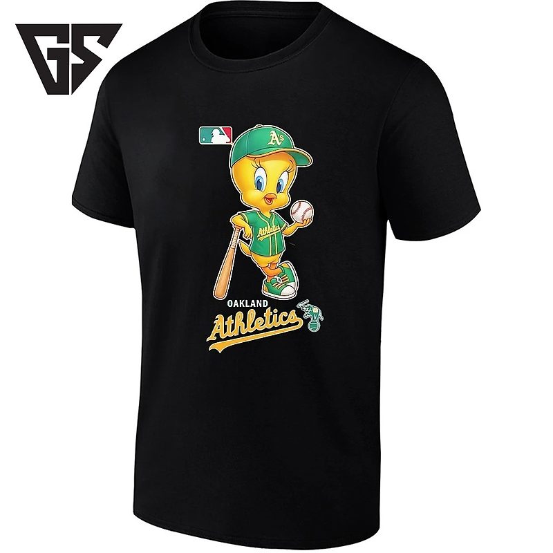 Tweety Bird Oakland Athletics Holding Baseball T-Shirt Tweety Bird Oakland Athletics Holding Baseball T-Shirt