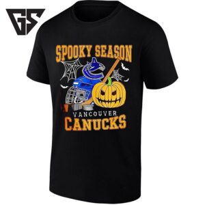 Vancouver Canucks X Spooky Season Halloween Hockey Pumpkin And Helmet T-Shirt