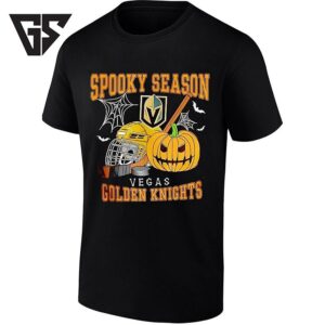 Vegas Golden Knights X Spooky Season Halloween Hockey Pumpkin And Helmet T-Shirt