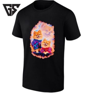 Vintage Pomeranian Dogs In Sweaters Portrait T-Shirt