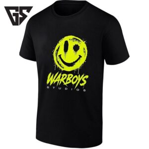 Warboys Studios Distressed Smiley Face Neon Green T-Shirt