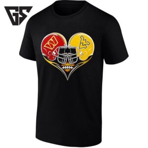 Washington Commanders And West Virginia Mountaineers Heart Football T-Shirt