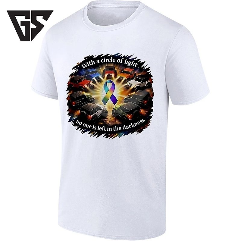 With A Circle Of Light No One Is Left In The Darkness Jeep Awareness T-Shirt With A Circle Of Light No One Is Left In The Darkness Jeep Awareness T-Shirt