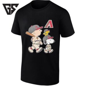 Woodstock Charlie Brown And Snoopy Arizona Diamondbacks Baseball T-Shirt