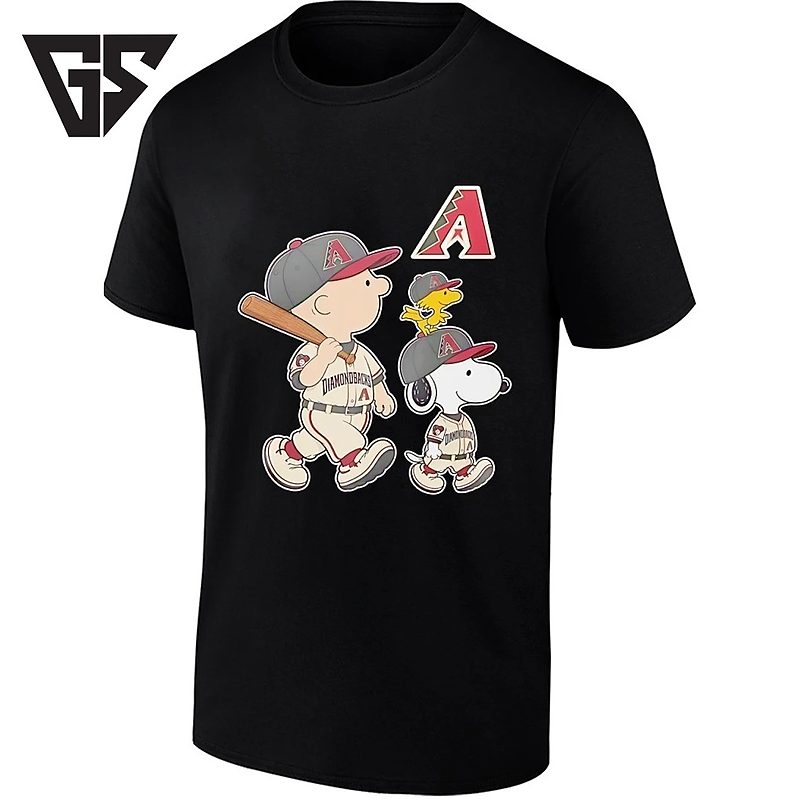 Woodstock Charlie Brown And Snoopy Arizona Diamondbacks Baseball T-Shirt Woodstock Charlie Brown And Snoopy Arizona Diamondbacks Baseball T-Shirt