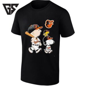 Woodstock Charlie Brown And Snoopy Baltimore Orioles Baseball T-Shirt