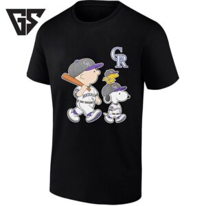 Woodstock Charlie Brown And Snoopy Colorado Rockies Baseball T-Shirt