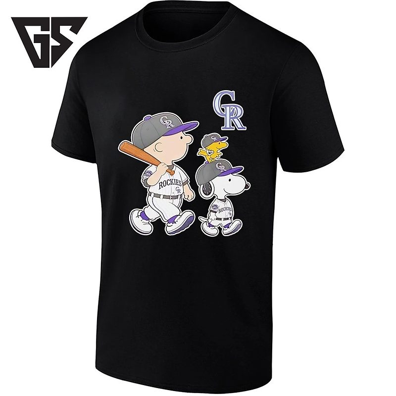 Woodstock Charlie Brown And Snoopy Colorado Rockies Baseball T-Shirt Woodstock Charlie Brown And Snoopy Colorado Rockies Baseball T-Shirt