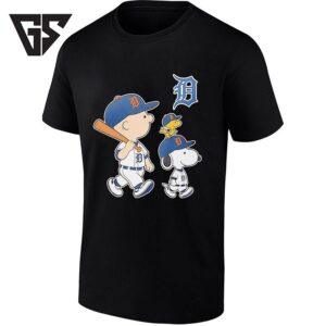 Woodstock Charlie Brown And Snoopy Detroit Tigers Baseball T-Shirt