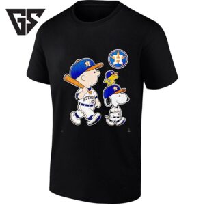 Woodstock Charlie Brown And Snoopy Houston Astros Baseball T-Shirt