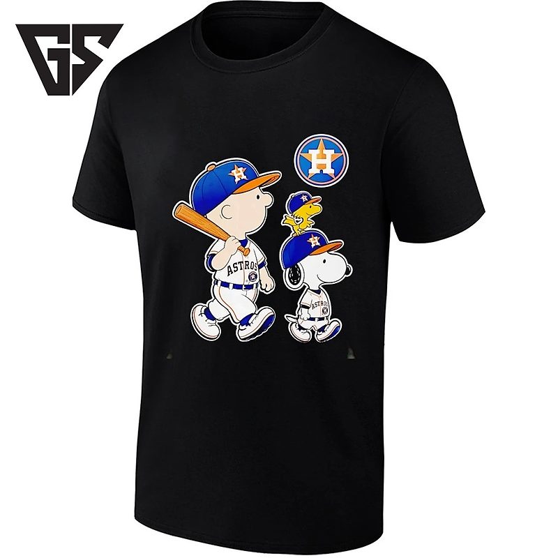 Woodstock Charlie Brown And Snoopy Houston Astros Baseball T-Shirt Woodstock Charlie Brown And Snoopy Houston Astros Baseball T-Shirt