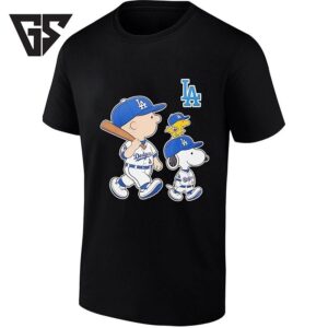 Woodstock Charlie Brown And Snoopy Los Angeles Dodgers Baseball T-Shirt