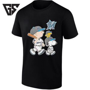 Woodstock Charlie Brown And Snoopy Miami Marlins Baseball T-Shirt