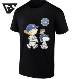 Woodstock Charlie Brown And Snoopy Milwaukee Brewers Baseball T-Shirt