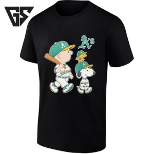 Woodstock Charlie Brown And Snoopy Oakland Athletics Baseball T-Shirt