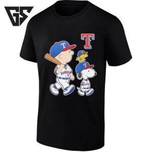 Woodstock Charlie Brown And Snoopy Texas Rangers Baseball T-Shirt