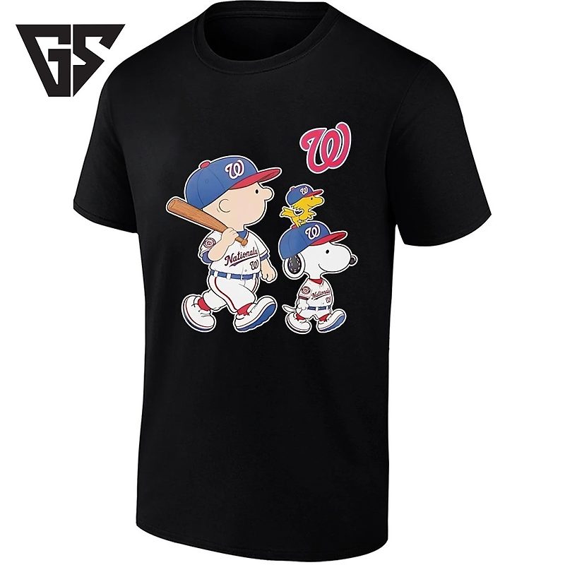 Woodstock Charlie Brown And Snoopy Washington Nationals Baseball T-Shirt Woodstock Charlie Brown And Snoopy Washington Nationals Baseball T-Shirt